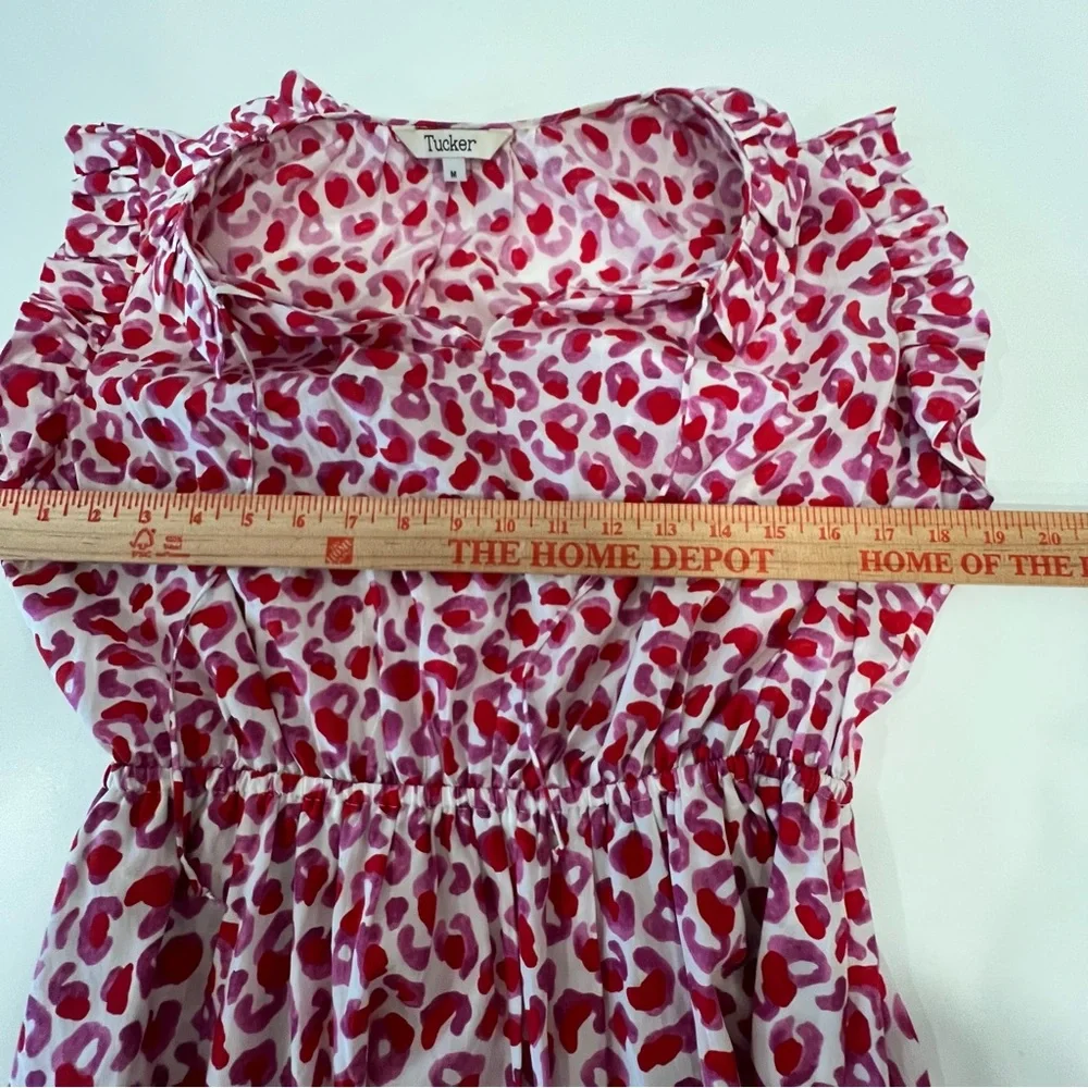 Tucker NYC Silk Blend Women’s Midi Dress White Red Cinched Waist With Pockets M - Picture 14 of 16